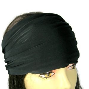 Unisex Black Lycra Headband Black Lycra Head Wrap